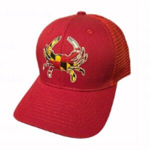 Maryland Flag Crab Embroidered Patch Mesh Red Cap Hat NEW Fast Ship